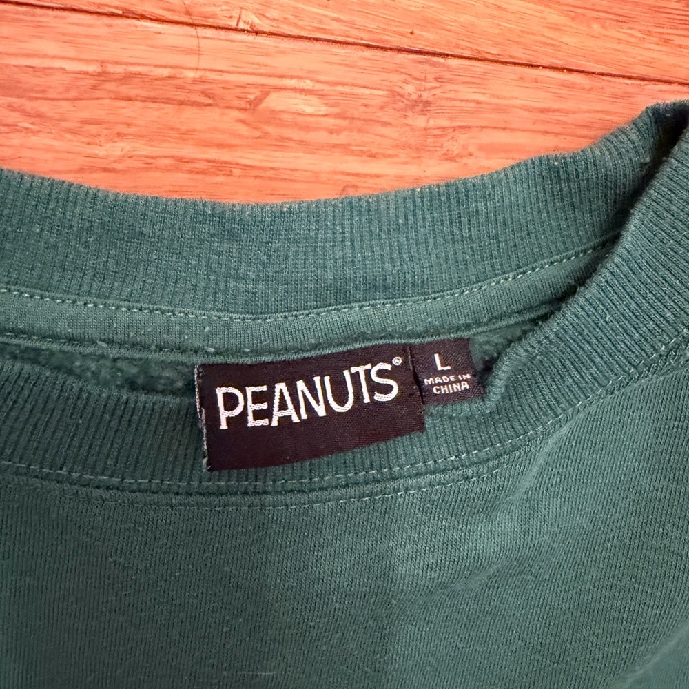 Peanuts Dark Green Crewneck Sweatshirt with Snoopy Tennis Graphic - Picture 4 of 5